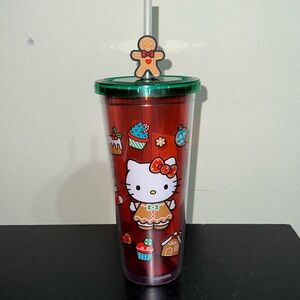 Sanrio Hello Kitty Christmas 2024 Gingerbread Plastic Cup Tumbler & Straw